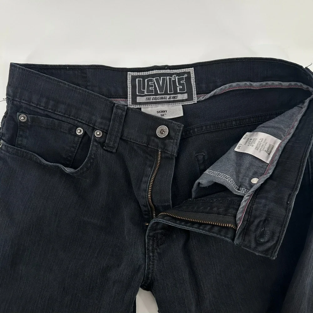 Levi's 511 Skinny Jeans Mens 33x30 Black Stretch Denim Mid Rise 5 Pockets Street